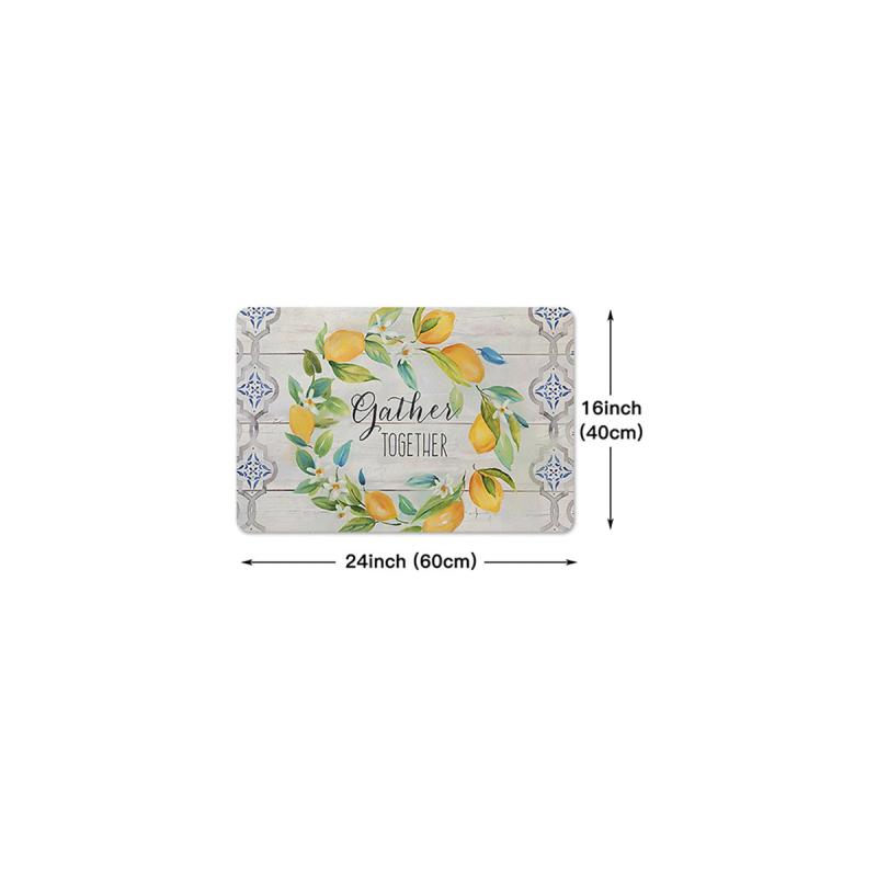 Cozy Living Lemon Wreath Kitchen Mat - Farmhouse Style