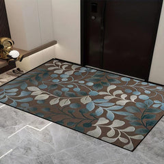 Crystal Velvet Leaf Flower Vine Area Rug Light Floor Mat
