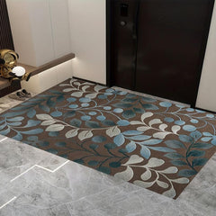 Crystal Velvet Leaf Flower Vine Area Rug Light Floor Mat