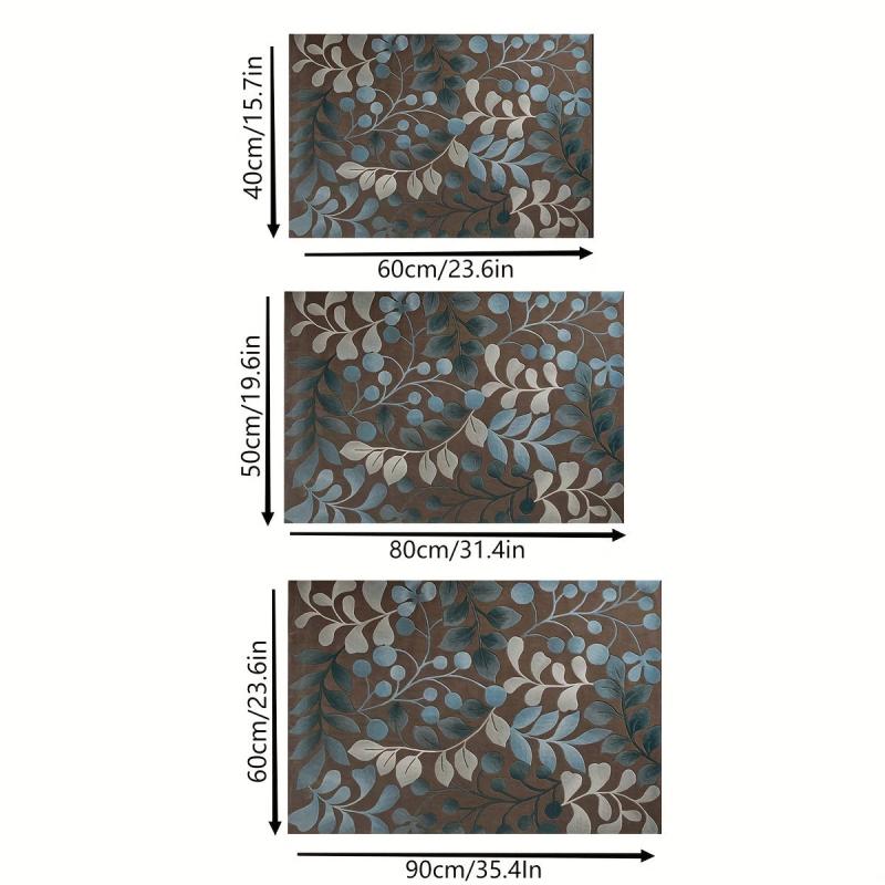 Crystal Velvet Leaf Flower Vine Area Rug Light Floor Mat