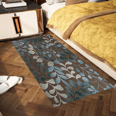 Crystal Velvet Leaf Flower Vine Area Rug Light Floor Mat