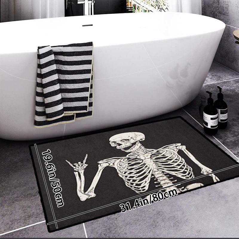 Halloween Skull Pattern Floor Mat Soft Fluffy Bath Rug