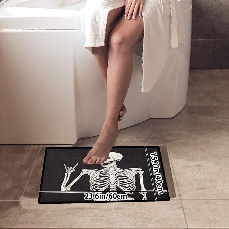 Halloween Skull Pattern Floor Mat Soft Fluffy Bath Rug
