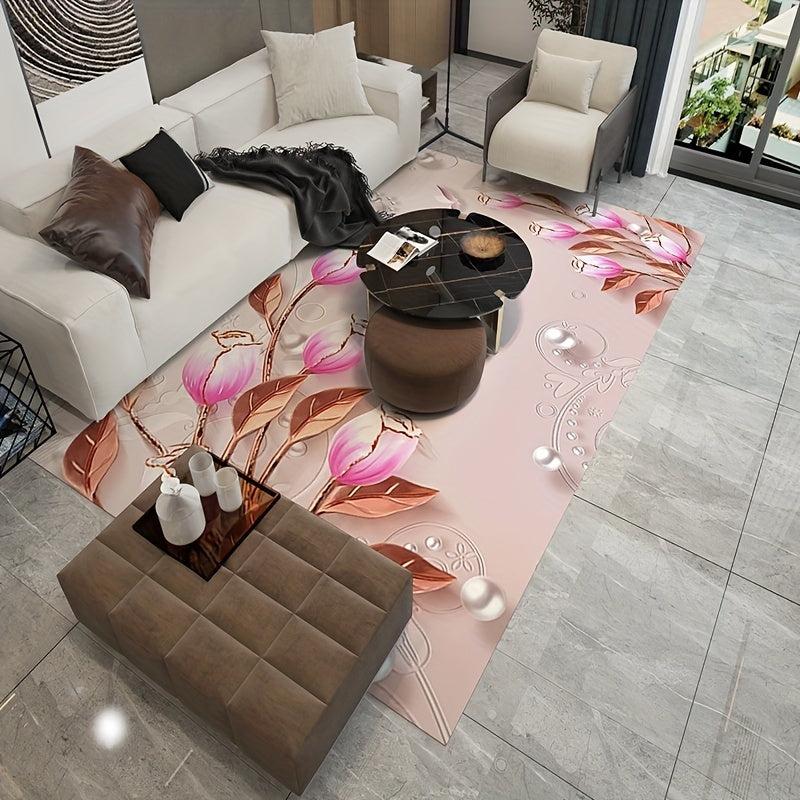 Stylish Flower Living Room Rug - Elegant Home Decor Accent