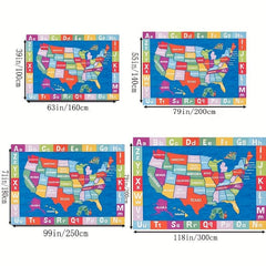 Elementary Map Area Rug for Kids Educational Carpet