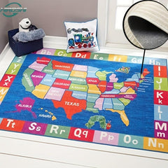 Elementary Map Area Rug for Kids Educational Carpet