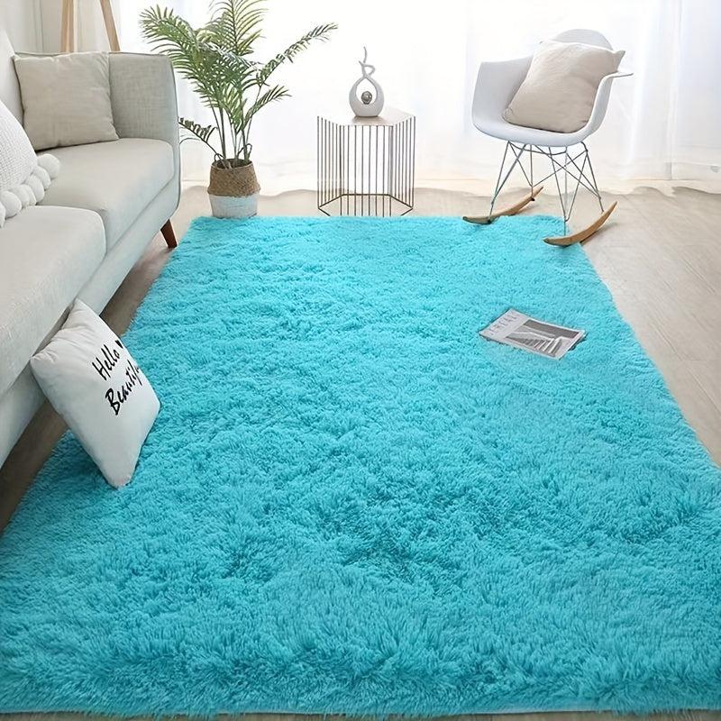 Teal Plush Shag Rug Soft Fluffy Area Carpet for Living Room Bedroom Nursery Dorm