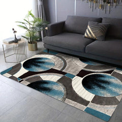 Geometric Pattern Floor Carpet Durable Non Slip Washable for Living Room Bedroom
