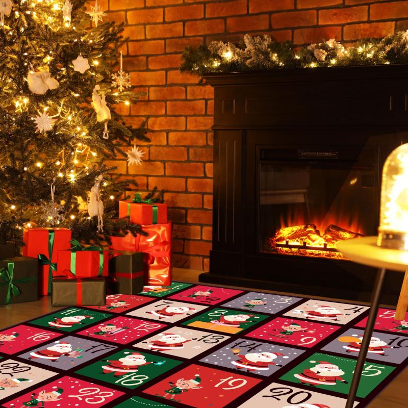 Funny Santa Claus Merry Christmas Retro Photo Sticker Area Rug