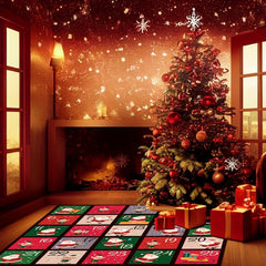Funny Santa Claus Merry Christmas Retro Photo Sticker Area Rug