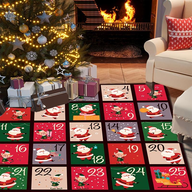 Funny Santa Claus Merry Christmas Retro Photo Sticker Area Rug