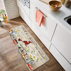 Gnome Red Hat Daisy Kitchen Rug Halloween Pumpkin Pattern Carpet Mat