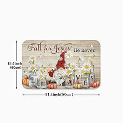 Gnome Red Hat Daisy Kitchen Rug Halloween Pumpkin Pattern Carpet Mat