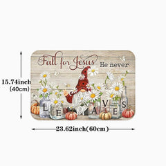 Gnome Red Hat Daisy Kitchen Rug Halloween Pumpkin Pattern Carpet Mat