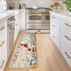 Gnome Red Hat Daisy Kitchen Rug Halloween Pumpkin Pattern Carpet Mat