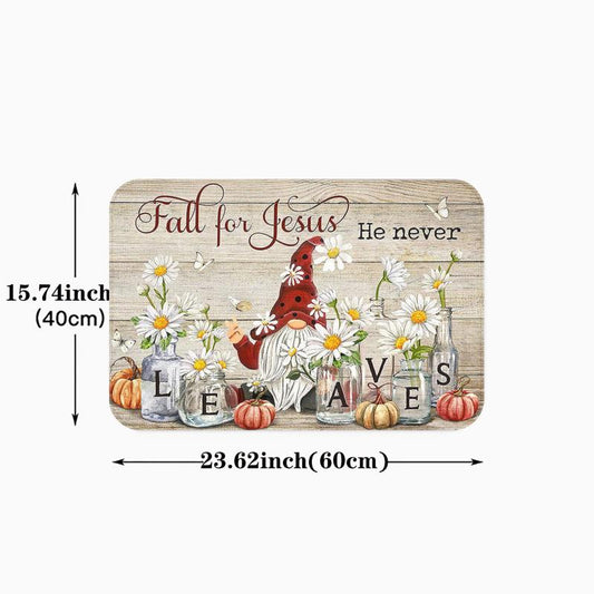 Gnome Red Hat Daisy Kitchen Rug Halloween Pumpkin Pattern Carpet Mat