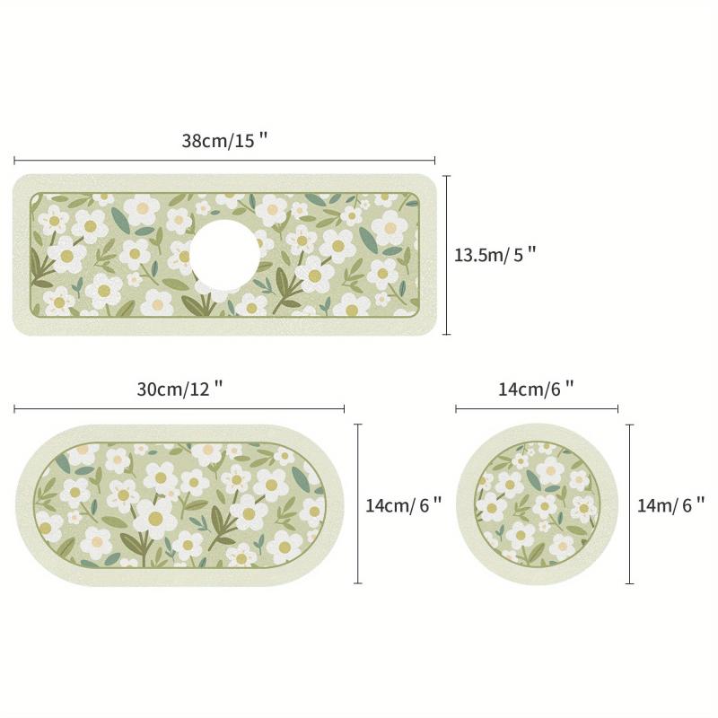 3pcs Bathroom Faucet Suction Cup Mat Set