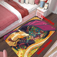 Anime Dragon Print Area Rug Non Slip Floor Mat Teen Room Decor Soft Rug