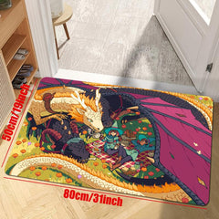 Anime Dragon Print Area Rug Non Slip Floor Mat Teen Room Decor Soft Rug