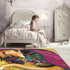 Anime Dragon Print Area Rug Non Slip Floor Mat Teen Room Decor Soft Rug