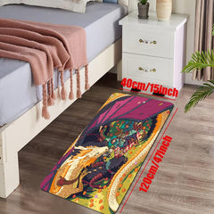 Anime Dragon Print Area Rug Non Slip Floor Mat Teen Room Decor Soft Rug