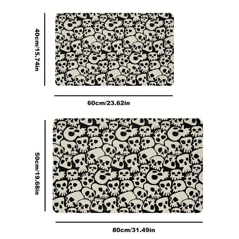 Halloween Skull Printed Floor Mat Non-slip Rug for Living Room Bedroom Entrance