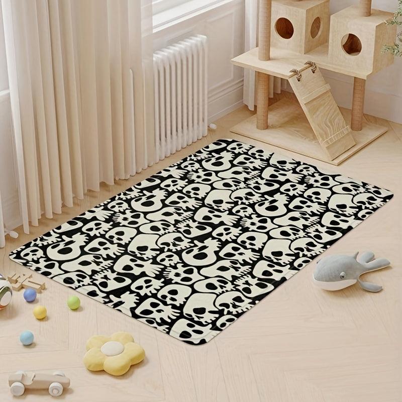Halloween Skull Printed Floor Mat Non-slip Rug for Living Room Bedroom Entrance