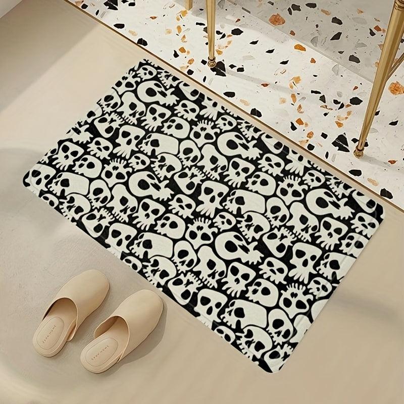 Halloween Skull Printed Floor Mat Non-slip Rug for Living Room Bedroom Entrance