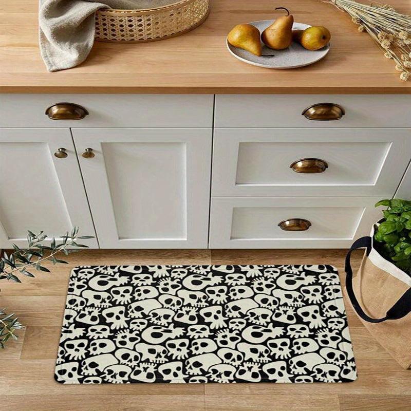 Halloween Skull Printed Floor Mat Non-slip Rug for Living Room Bedroom Entrance