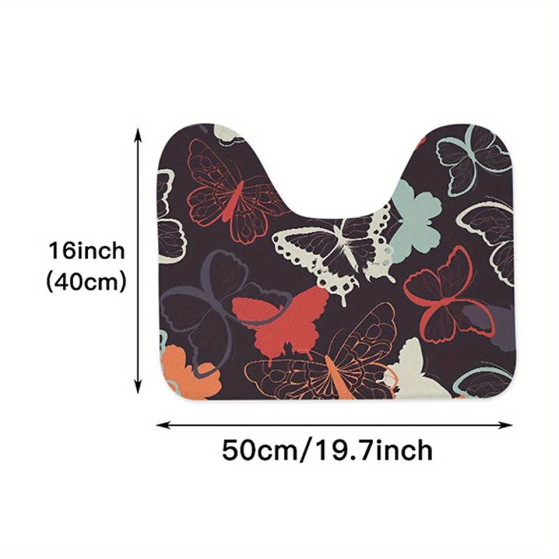Psychedelic Butterfly Bath Mat Rug Ultra Soft Non Slip Bathroom Rugs