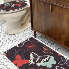 Psychedelic Butterfly Bath Mat Rug Ultra Soft Non Slip Bathroom Rugs