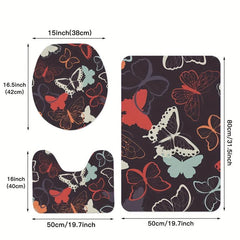 Psychedelic Butterfly Bath Mat Rug Ultra Soft Non Slip Bathroom Rugs