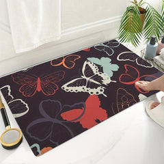Psychedelic Butterfly Bath Mat Rug Ultra Soft Non Slip Bathroom Rugs