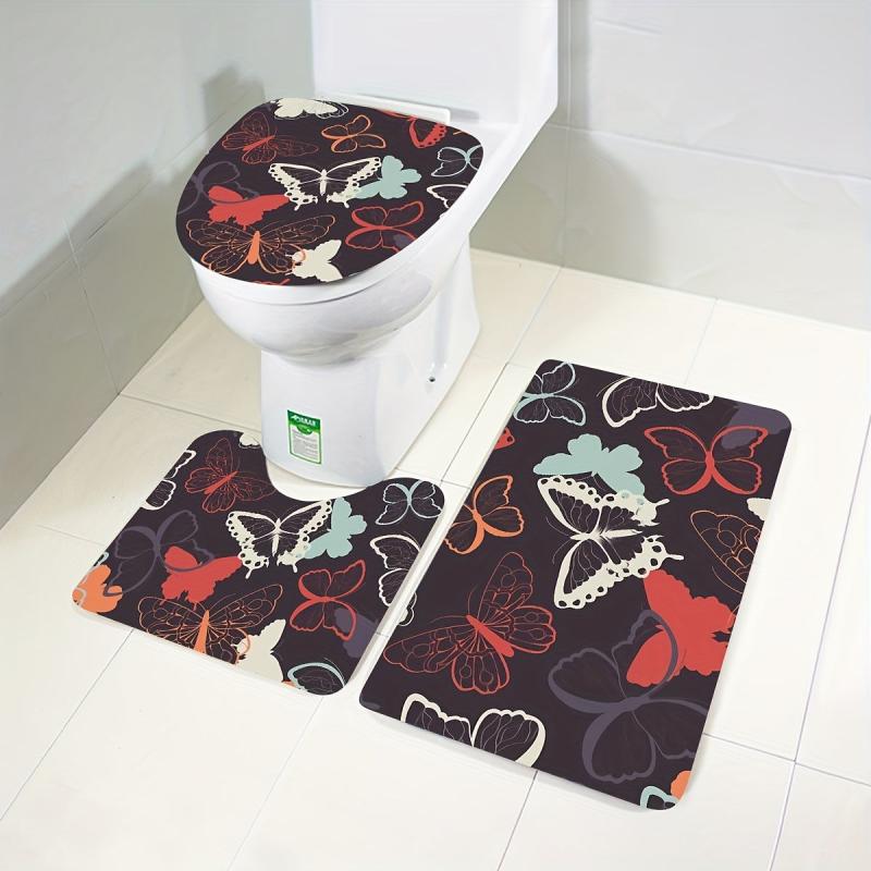 Psychedelic Butterfly Bath Mat Rug Ultra Soft Non Slip Bathroom Rugs