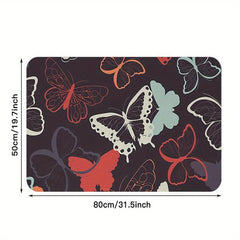 Psychedelic Butterfly Bath Mat Rug Ultra Soft Non Slip Bathroom Rugs