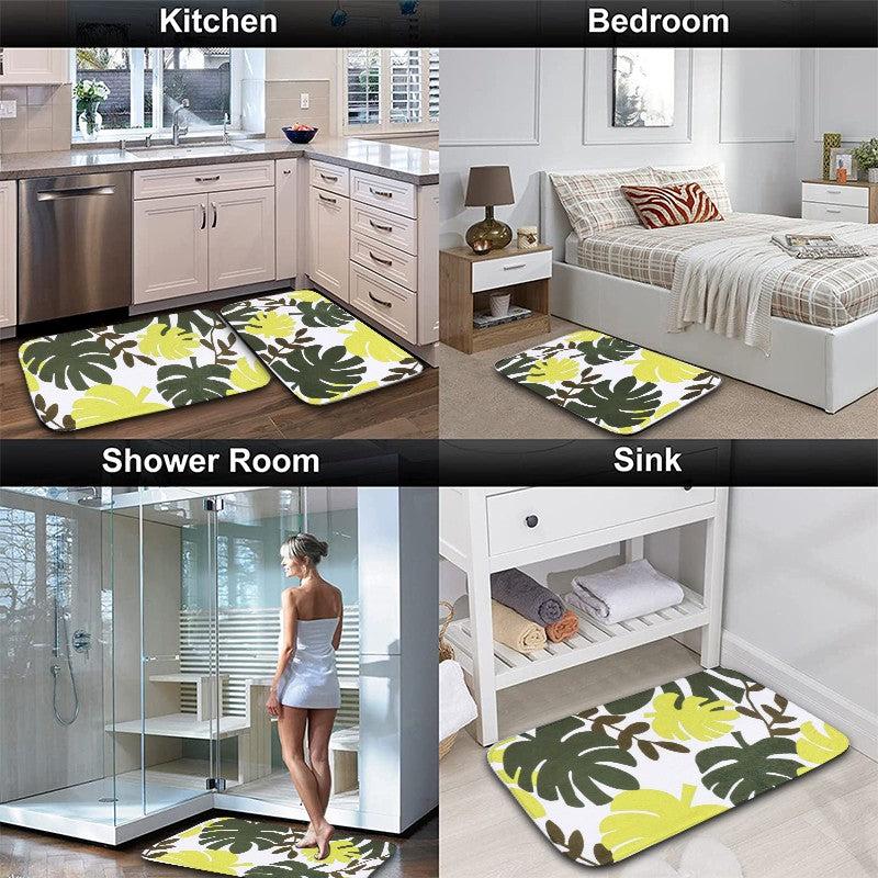 Leaf Pattern Bathroom Floor Mat Soft Memory Foam Bath Rug