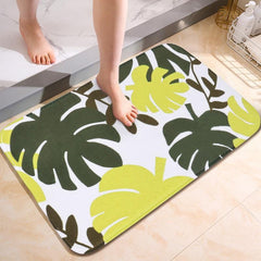 Leaf Pattern Bathroom Floor Mat Soft Memory Foam Bath Rug