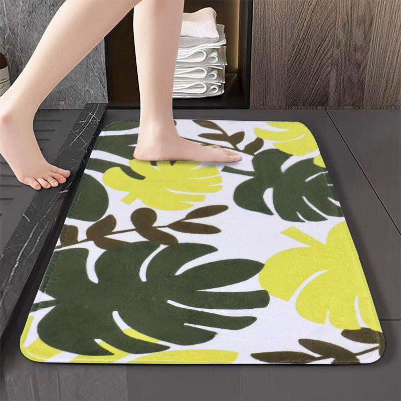 Leaf Pattern Bathroom Floor Mat Soft Memory Foam Bath Rug