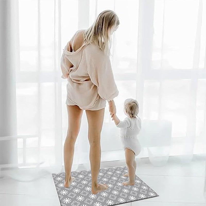 Geometric Pattern Soft Bath Rug Machine Washable Absorbent Mat