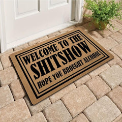 Welcome Home Doormat Modern Geometric Low Pile Indoor Outdoor Entrance Mat