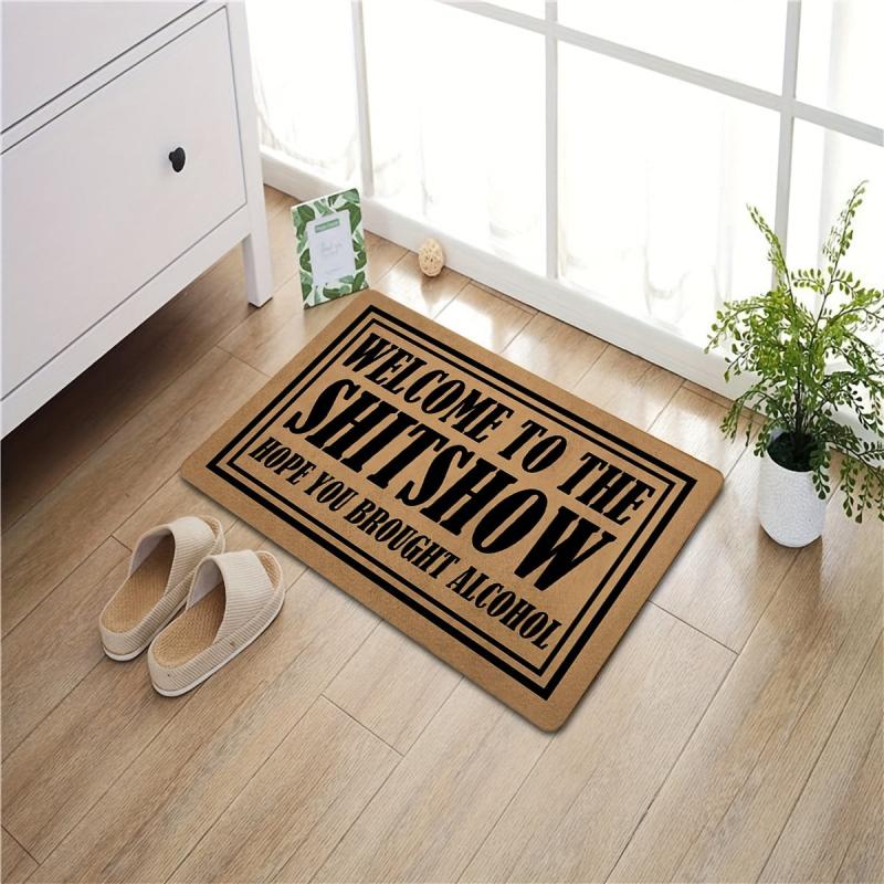 Welcome Home Doormat Modern Geometric Low Pile Indoor Outdoor Entrance Mat