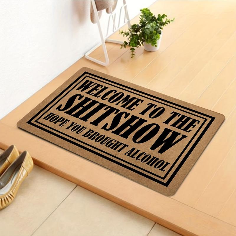 Welcome Home Doormat Modern Geometric Low Pile Indoor Outdoor Entrance Mat