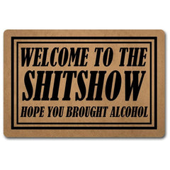 Welcome Home Doormat Modern Geometric Low Pile Indoor Outdoor Entrance Mat