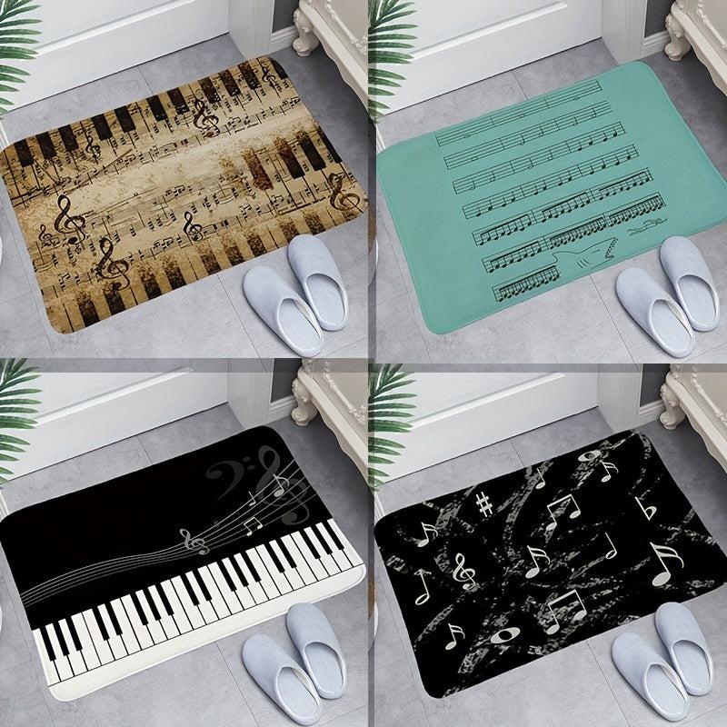 Vintage Keyboard Print Floor Mat - Soft & Absorbent Bathroom Mat