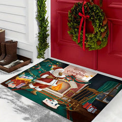 Christmas Mat For Entrance Door Porch Indoor Outdoor Home Santa