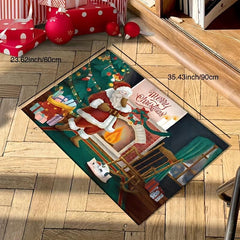 Christmas Mat For Entrance Door Porch Indoor Outdoor Home Santa