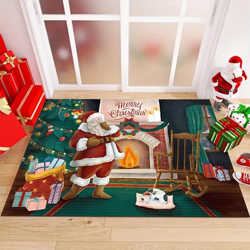 Christmas Mat For Entrance Door Porch Indoor Outdoor Home Santa