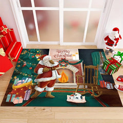 Christmas Mat For Entrance Door Porch Indoor Outdoor Home Santa