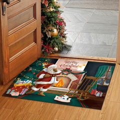 Christmas Mat For Entrance Door Porch Indoor Outdoor Home Santa