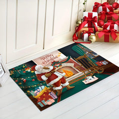 Christmas Mat For Entrance Door Porch Indoor Outdoor Home Santa
